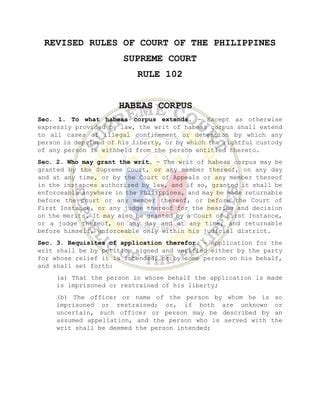 writ of habeas corpus lawphil|REVISED RULES OF COURT OF THE PHILIPPINES .